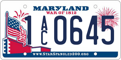 MD license plate 1AC0645