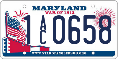 MD license plate 1AC0658