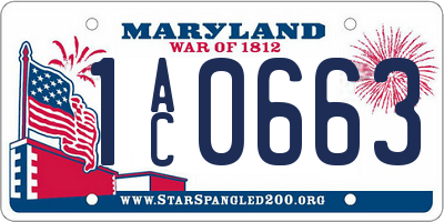 MD license plate 1AC0663