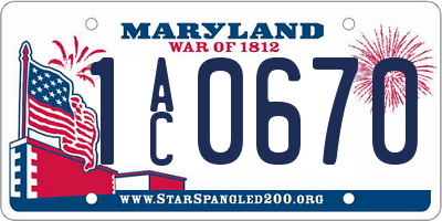 MD license plate 1AC0670