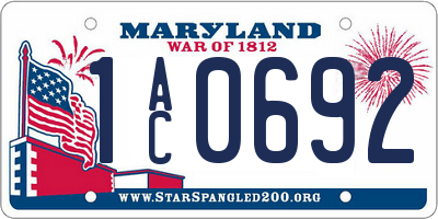 MD license plate 1AC0692