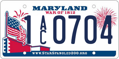 MD license plate 1AC0704