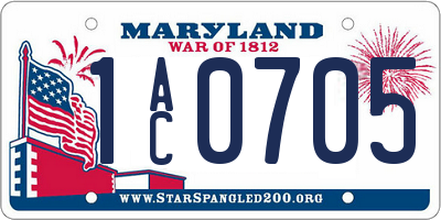 MD license plate 1AC0705