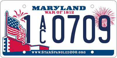 MD license plate 1AC0709