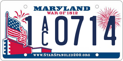MD license plate 1AC0714