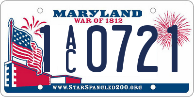 MD license plate 1AC0721