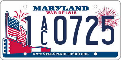 MD license plate 1AC0725