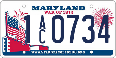 MD license plate 1AC0734