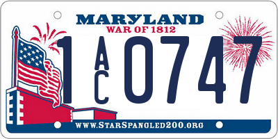 MD license plate 1AC0747