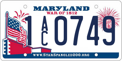 MD license plate 1AC0749