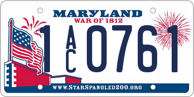 MD license plate 1AC0761