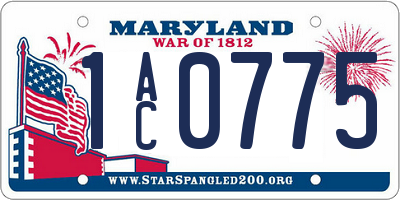 MD license plate 1AC0775