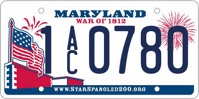 MD license plate 1AC0780