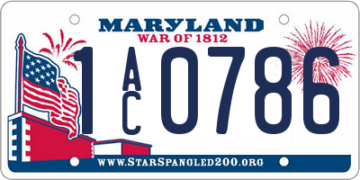 MD license plate 1AC0786