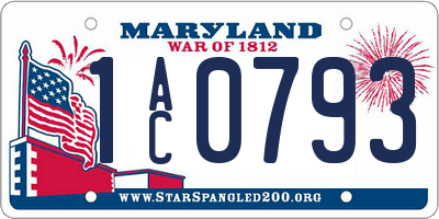 MD license plate 1AC0793