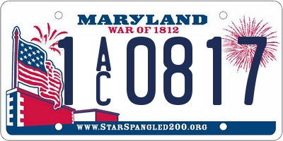 MD license plate 1AC0817