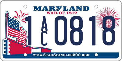 MD license plate 1AC0818