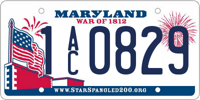 MD license plate 1AC0829