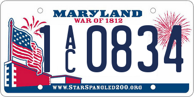 MD license plate 1AC0834
