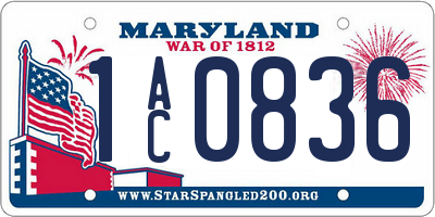 MD license plate 1AC0836
