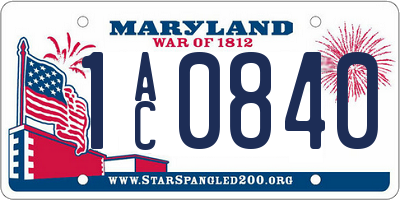 MD license plate 1AC0840