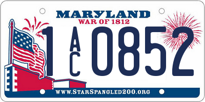 MD license plate 1AC0852