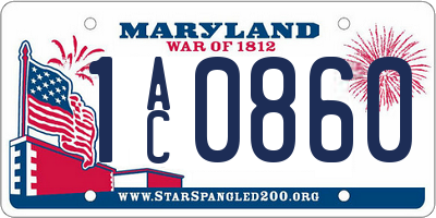 MD license plate 1AC0860