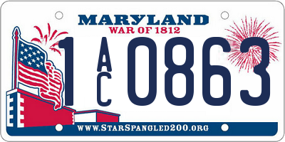 MD license plate 1AC0863