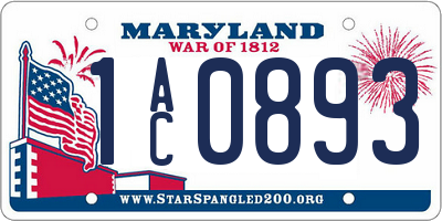 MD license plate 1AC0893