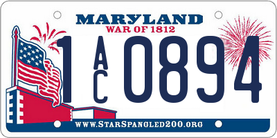 MD license plate 1AC0894