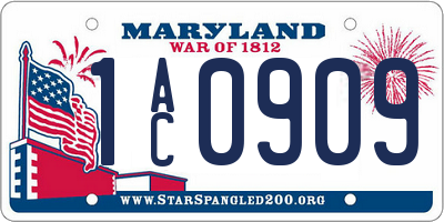 MD license plate 1AC0909