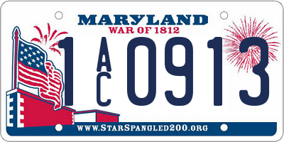 MD license plate 1AC0913