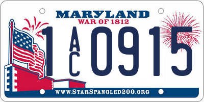 MD license plate 1AC0915