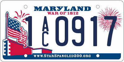 MD license plate 1AC0917