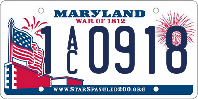 MD license plate 1AC0918
