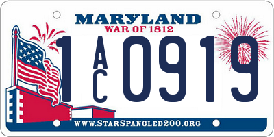 MD license plate 1AC0919