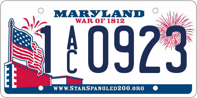 MD license plate 1AC0923