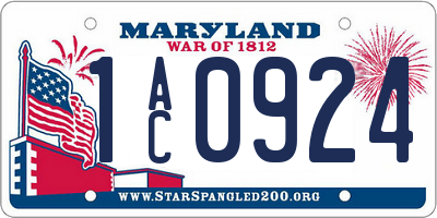 MD license plate 1AC0924