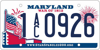 MD license plate 1AC0926