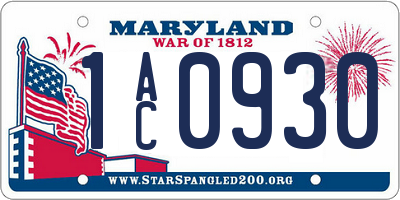 MD license plate 1AC0930