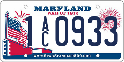 MD license plate 1AC0933