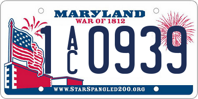 MD license plate 1AC0939