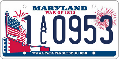 MD license plate 1AC0953