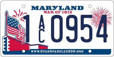 MD license plate 1AC0954