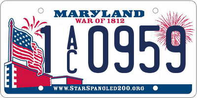 MD license plate 1AC0959