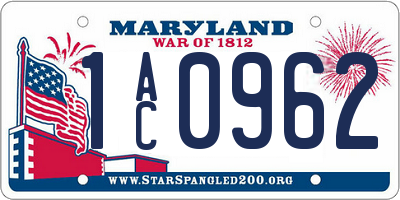 MD license plate 1AC0962