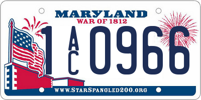 MD license plate 1AC0966