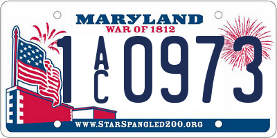 MD license plate 1AC0973