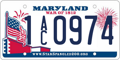 MD license plate 1AC0974
