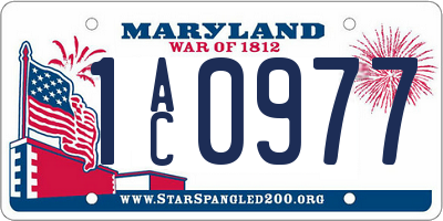MD license plate 1AC0977